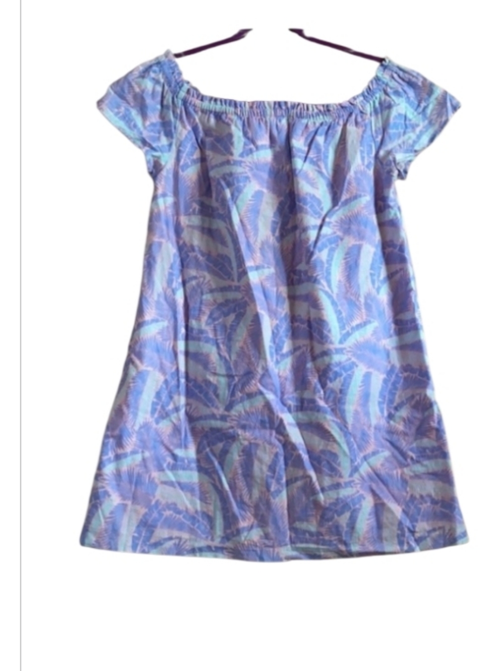 Vineyard Vines Hawaiian Island Palm Print Off-the- Shoulder Dress Sz. Medium